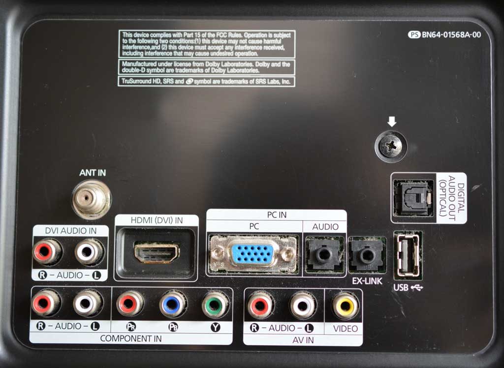 input and output panel of tv