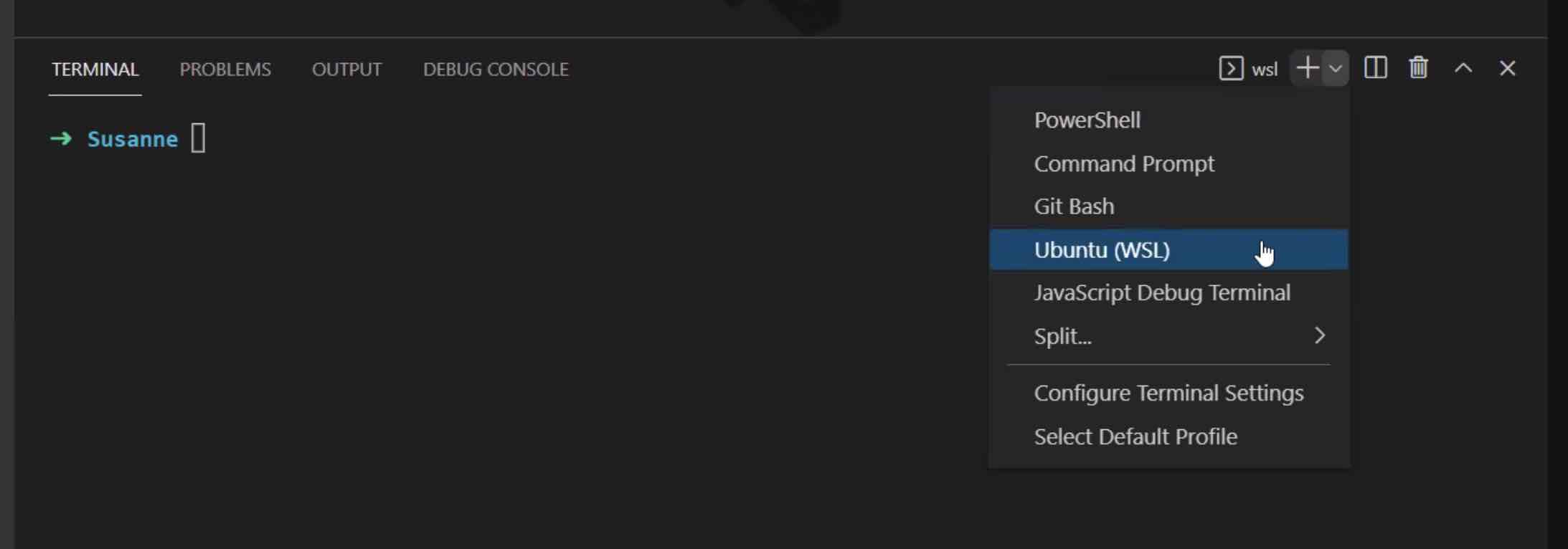 Open Ubuntu (WSL) terminal in Visual Studio Code